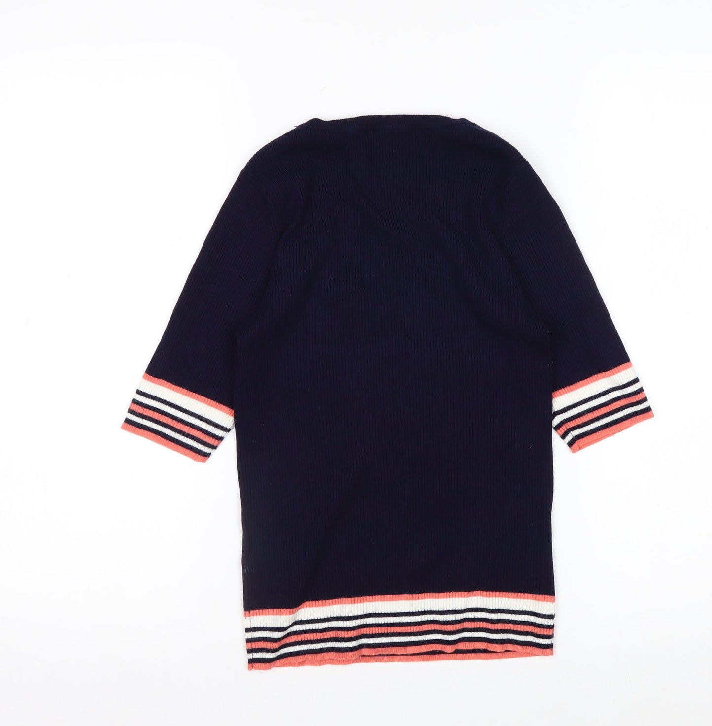 Oasis Women’s Navy Striped 3/4 Sleeve Knit Top Size M