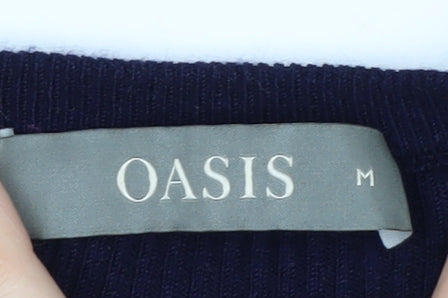 Oasis Women’s Navy Striped 3/4 Sleeve Knit Top Size M