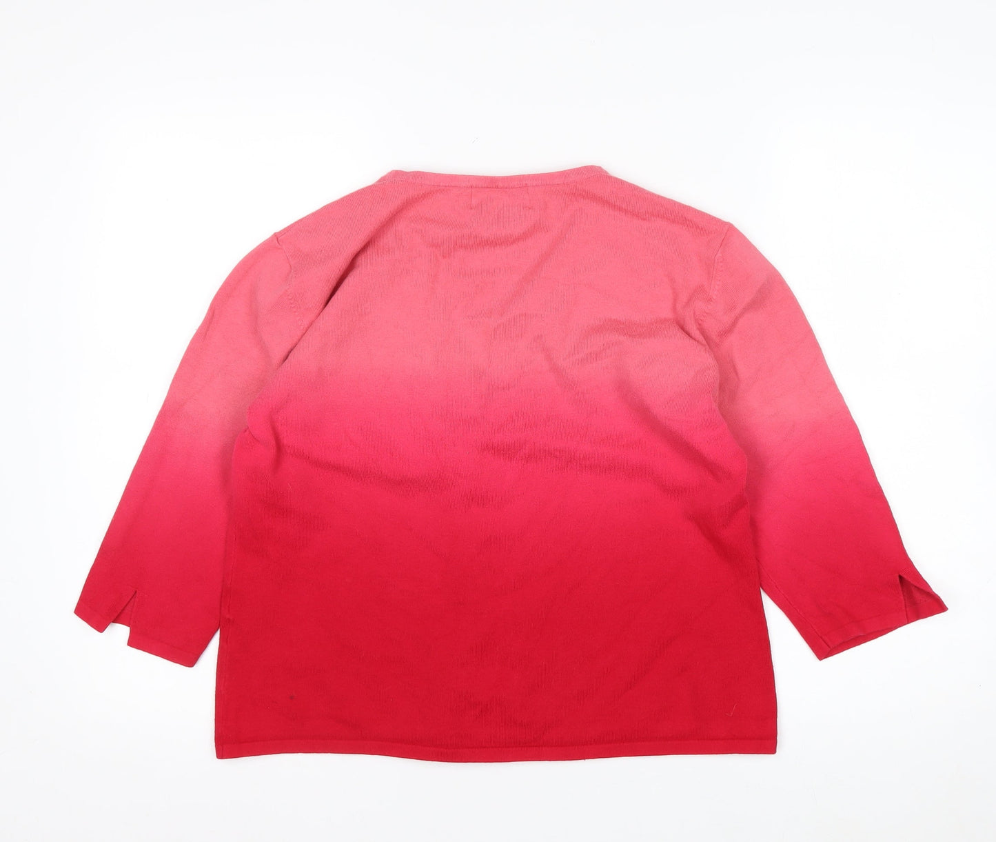 Monsoon Women Pink 16 V-Neck Cardigan Knit 3/4 Sleeve