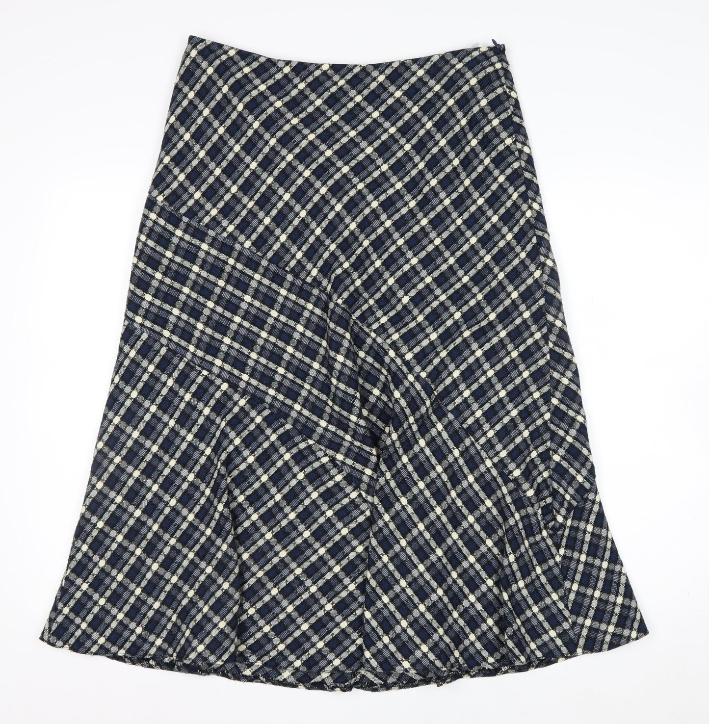 Anna Rose Women Blue Checked A-Line Midi Skirt Size 12