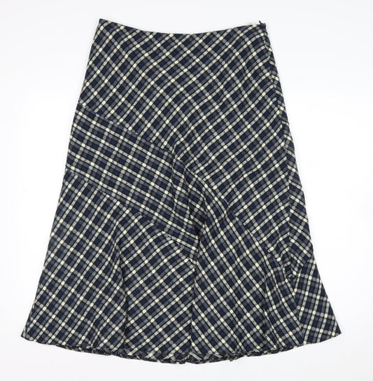 Anna Rose Women Blue Checked A-Line Midi Skirt Size 12