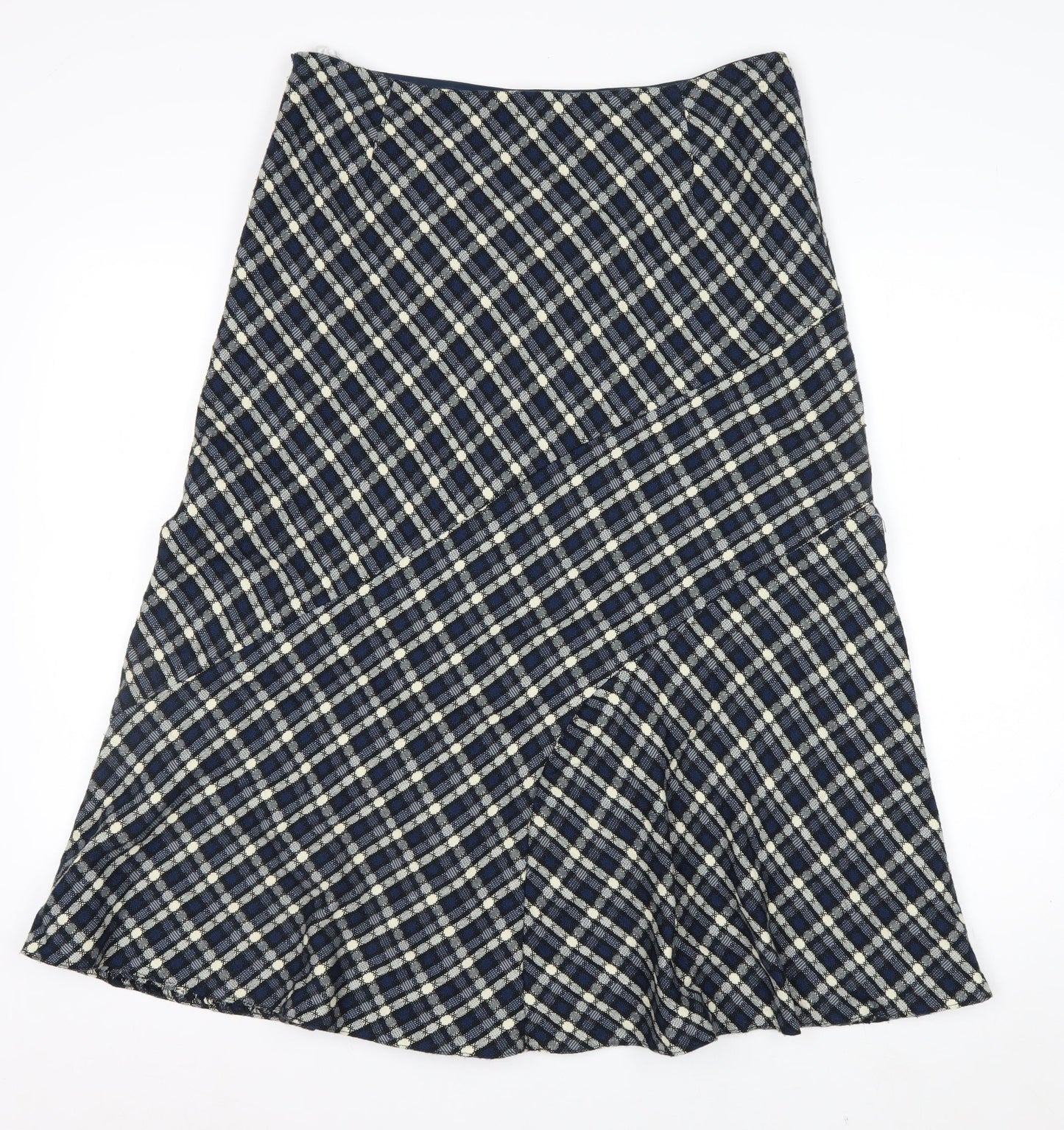 Anna Rose Women Blue Checked A-Line Midi Skirt Size 12