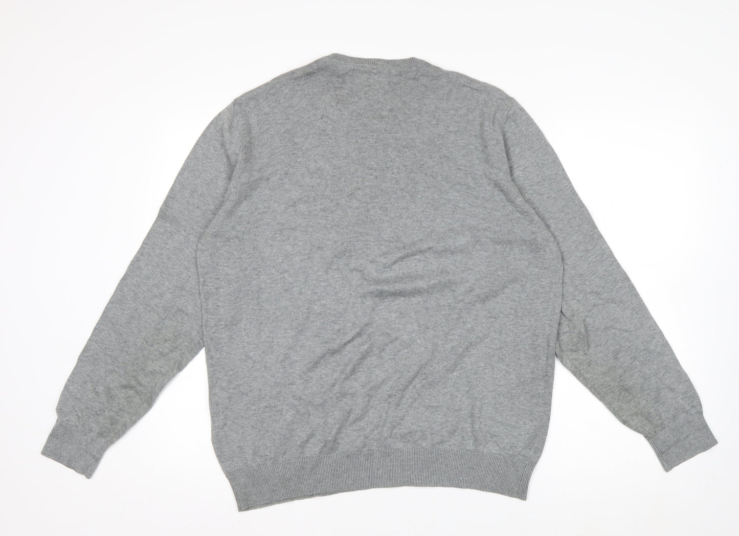 Marks and Spencer Men's Grey Argyle Cotton Jumper M Regular Fit