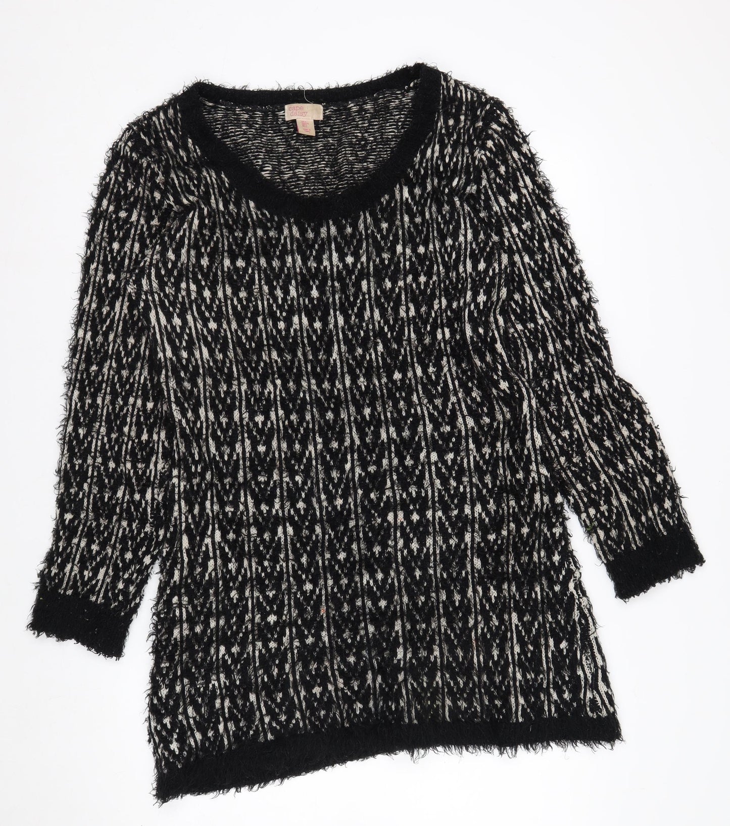 Cape Daisy Women’s Black White Knit Pullover Jumper Size L