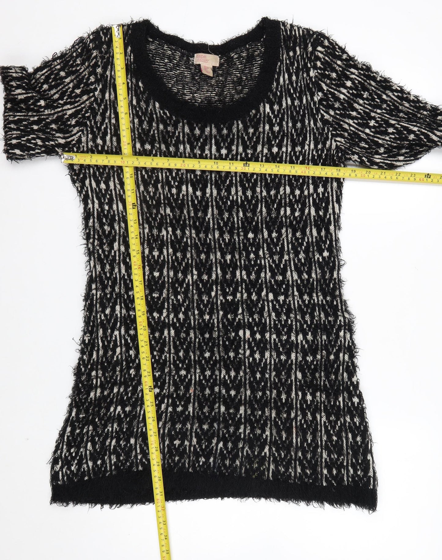 Cape Daisy Women’s Black White Knit Pullover Jumper Size L