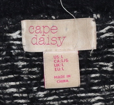 Cape Daisy Women’s Black White Knit Pullover Jumper Size L