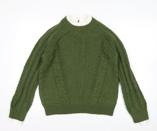 Next Women's Green Cable-Knit Crew Neck Jumper Size 14