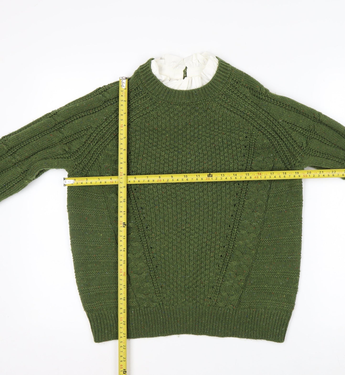 Next Women's Green Cable-Knit Crew Neck Jumper Size 14