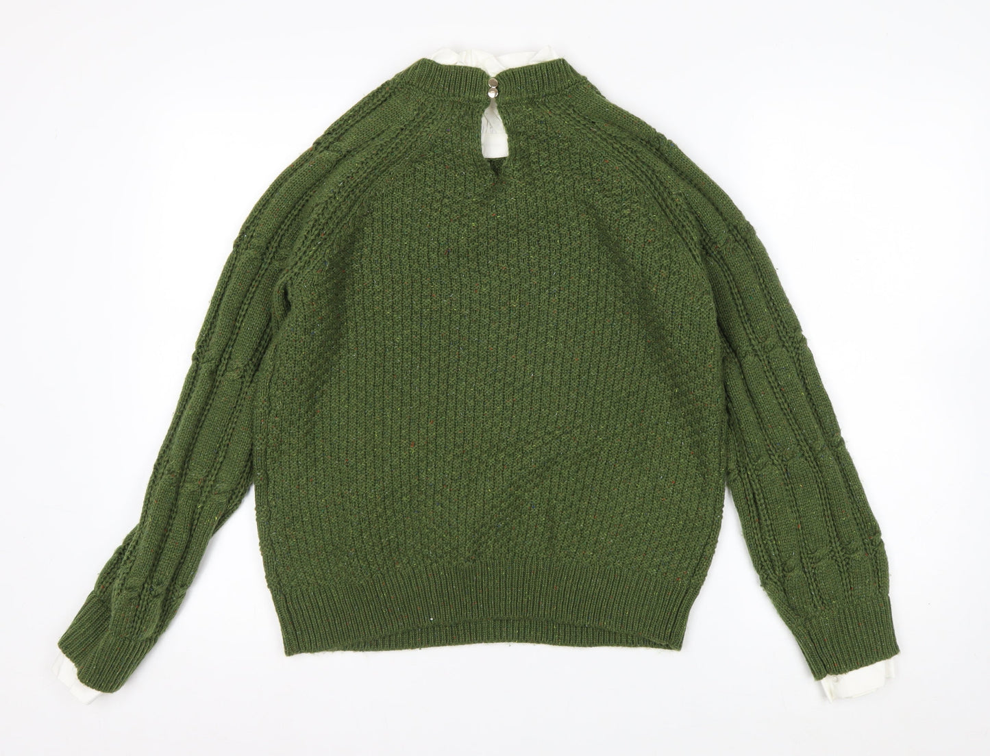 Next Women's Green Cable-Knit Crew Neck Jumper Size 14