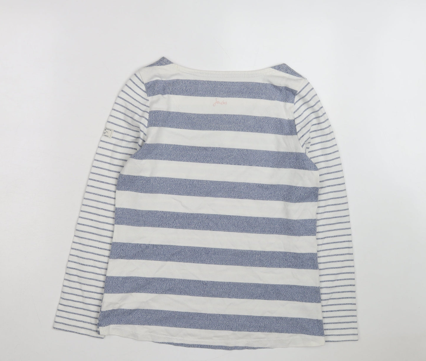 Joules Womens Blue White Striped Long Sleeve Boat Neck Cotton Top Size 12