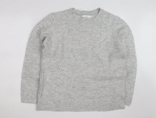 Isle Women Grey Cable-Knit Crew Neck Pullover Jumper Size 18-20