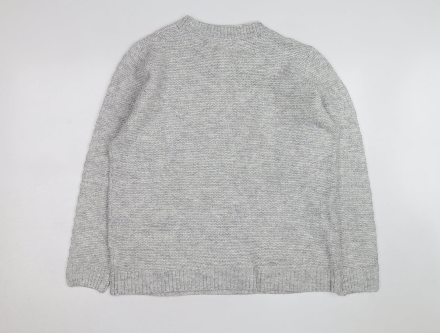 Isle Women Grey Cable-Knit Crew Neck Pullover Jumper Size 18-20
