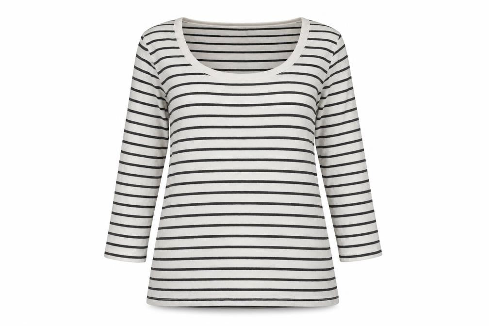 Gap Women’s White Striped 3/4 Sleeve Cotton T-Shirt Size S