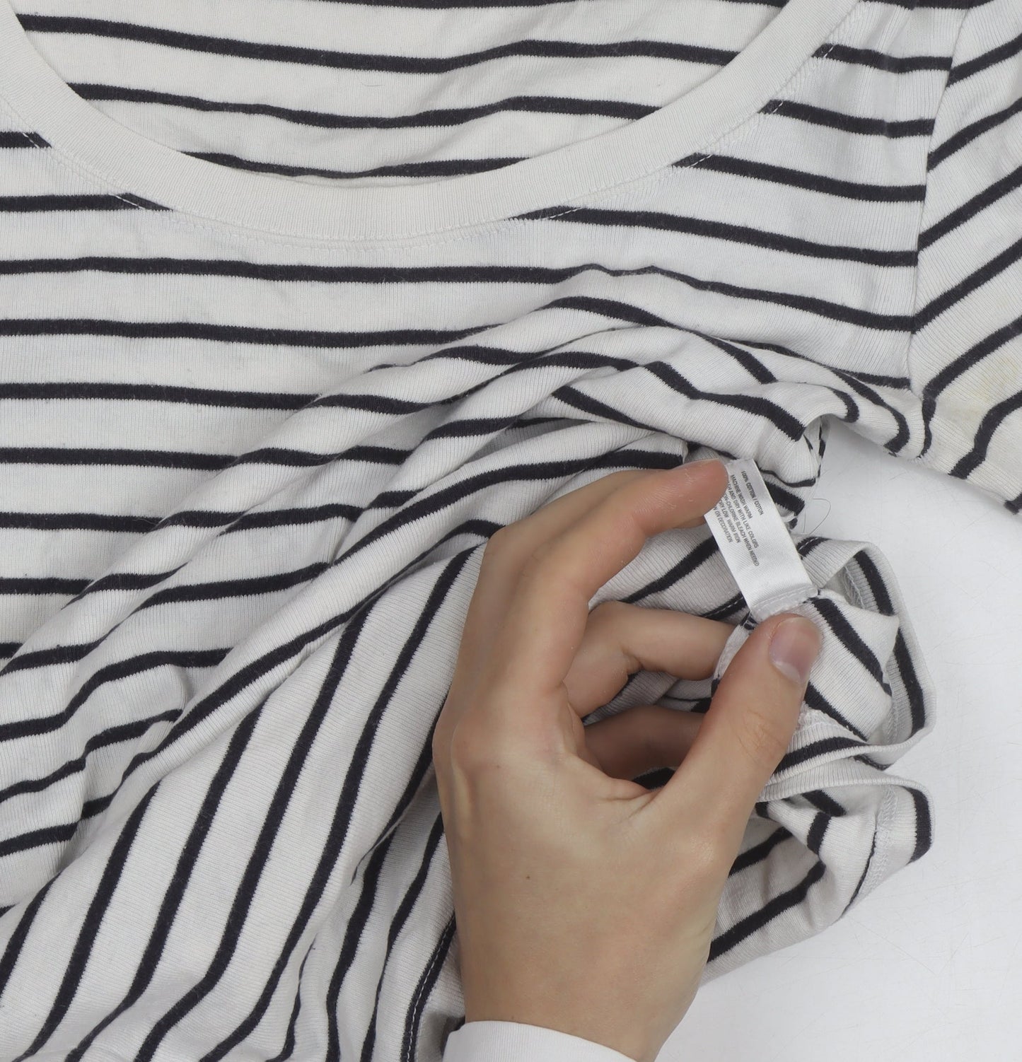 Gap Women’s White Striped 3/4 Sleeve Cotton T-Shirt Size S