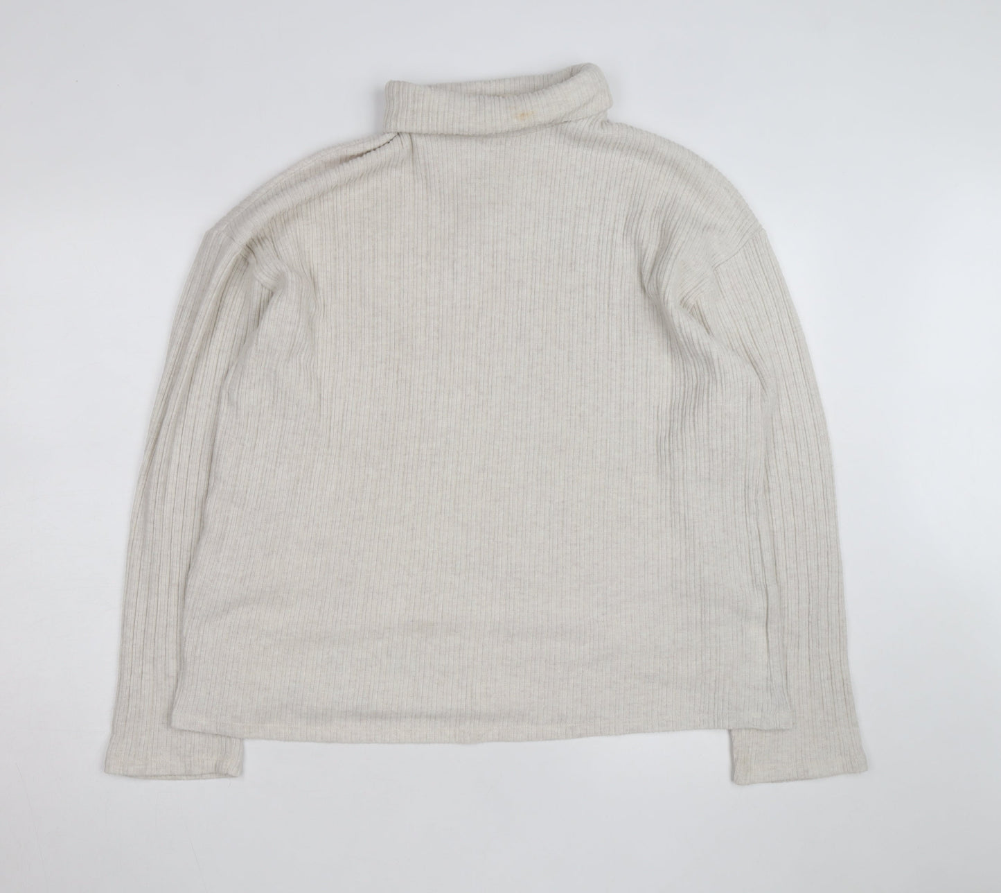 Pull&Bear Women Beige Roll Neck Slim Knit Jumper Size L