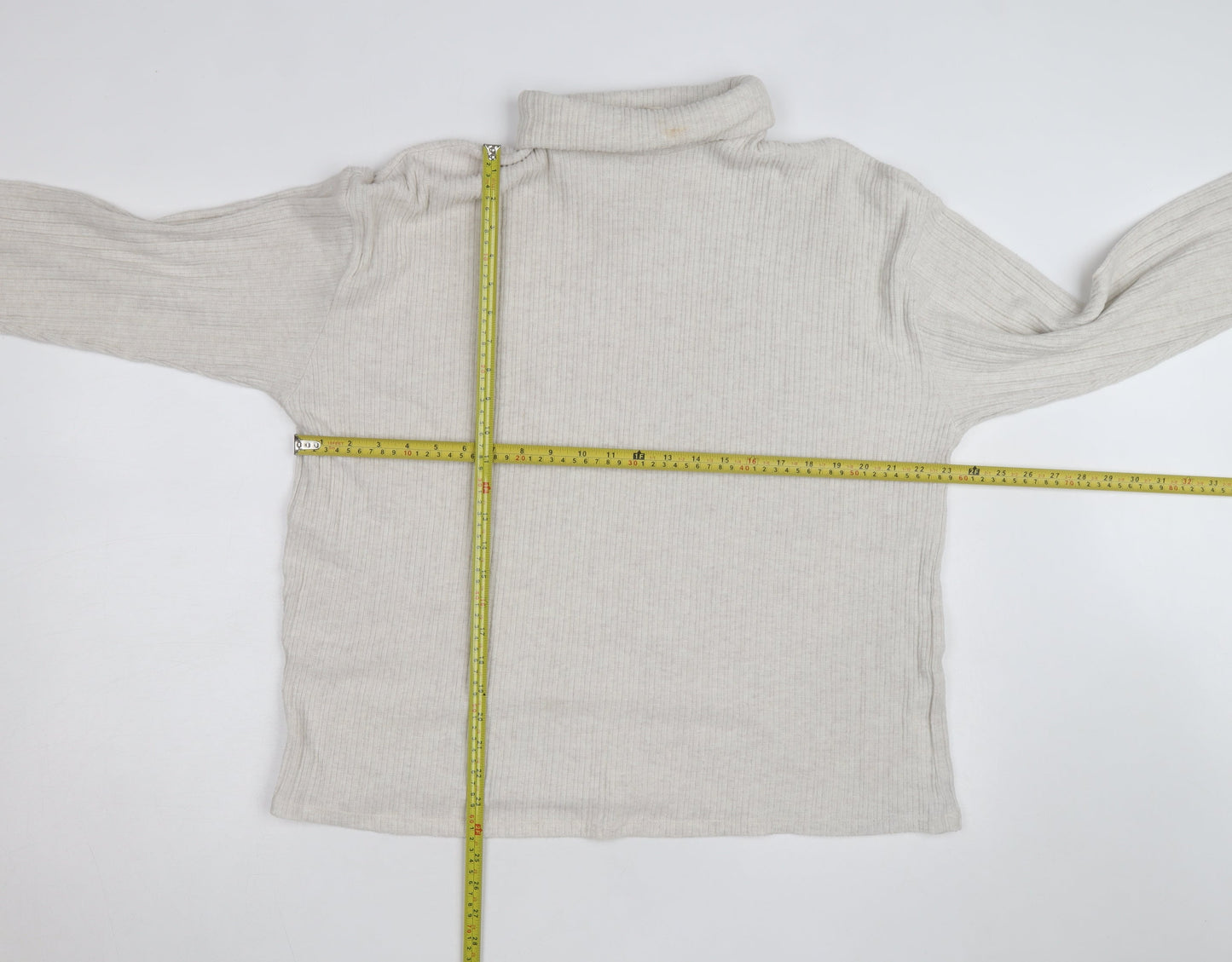 Pull&Bear Women Beige Roll Neck Slim Knit Jumper Size L