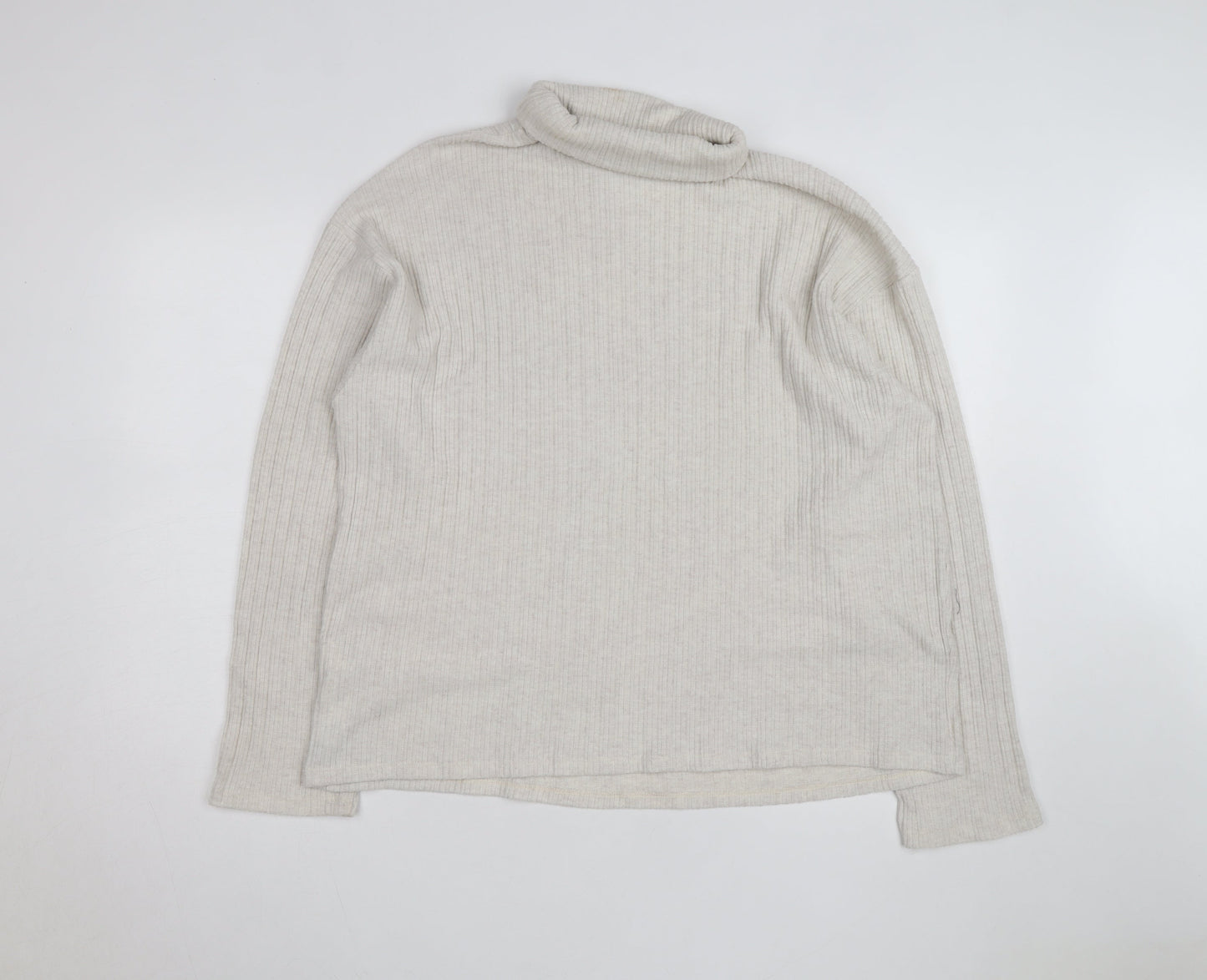 Pull&Bear Women Beige Roll Neck Slim Knit Jumper Size L