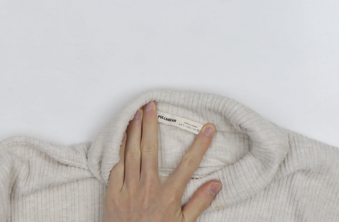 Pull&Bear Women Beige Roll Neck Slim Knit Jumper Size L