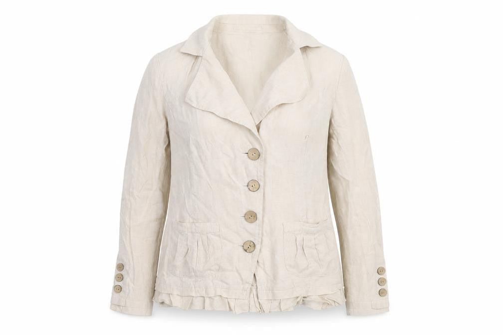Pure Linen Women’s Beige Button Tunic Blouse Size 8