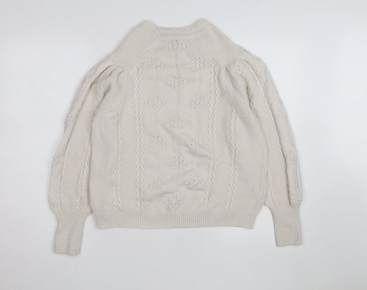 Marks and Spencer Women’s Ivory Cable-Knit High Neck Jumper UK 12