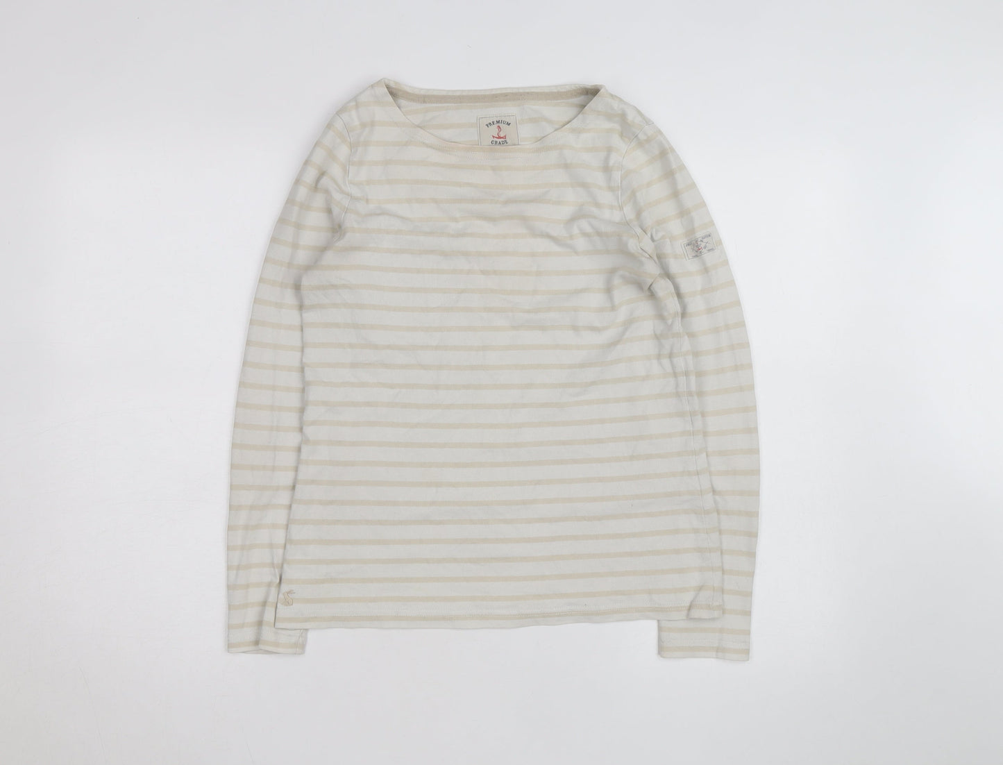 Joules Women Beige Striped Long Sleeve Cotton Jersey Top UK 8