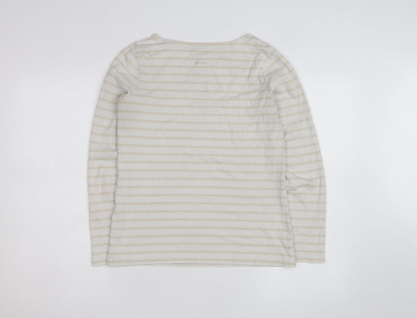 Joules Women Beige Striped Long Sleeve Cotton Jersey Top UK 8