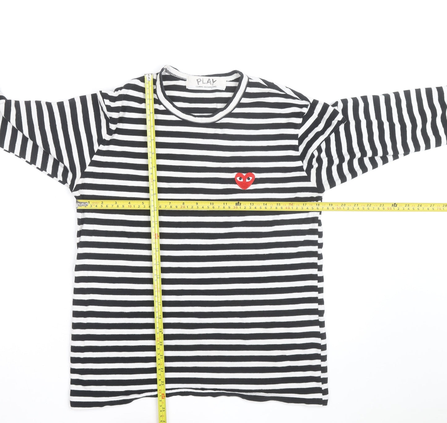 Comme des Garçons PLAY Men's Black Stripe Long Sleeve Cotton Top XL
