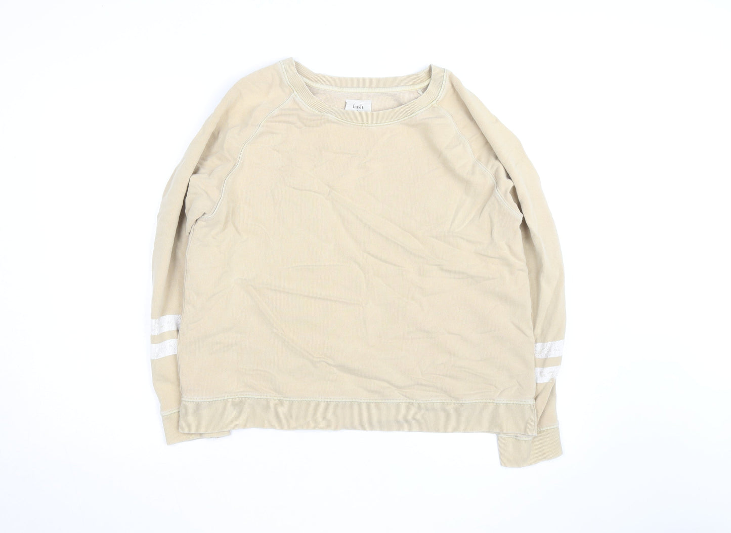 Hush Womens Beige Cotton Crew Neck Sweatshirt Size M