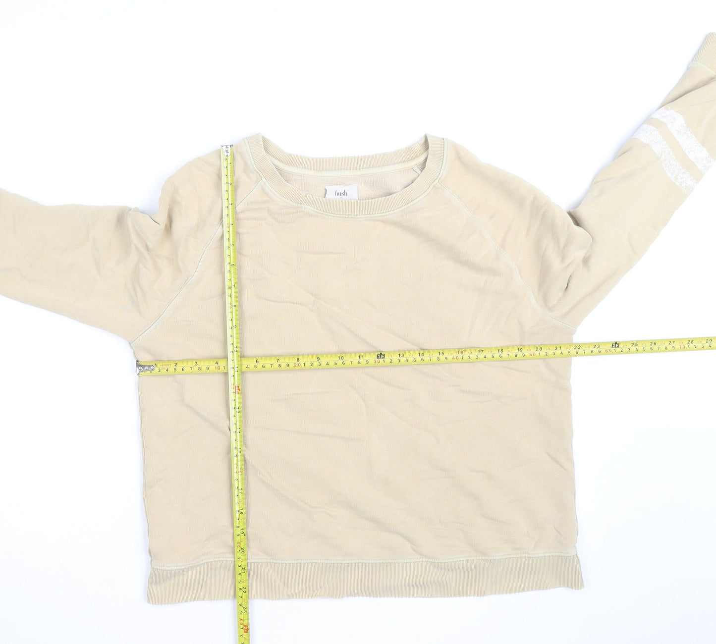 Hush Womens Beige Cotton Crew Neck Sweatshirt Size M