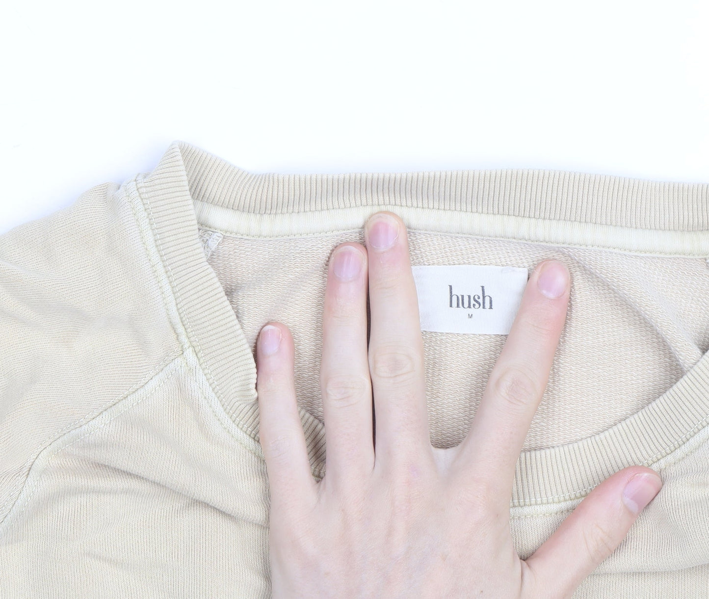 Hush Womens Beige Cotton Crew Neck Sweatshirt Size M