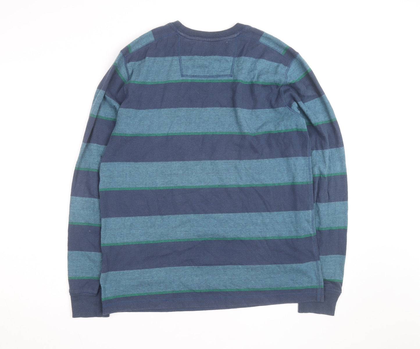 Quiksilver Men's Blue Striped Cotton Crew Neck Jumper Size M