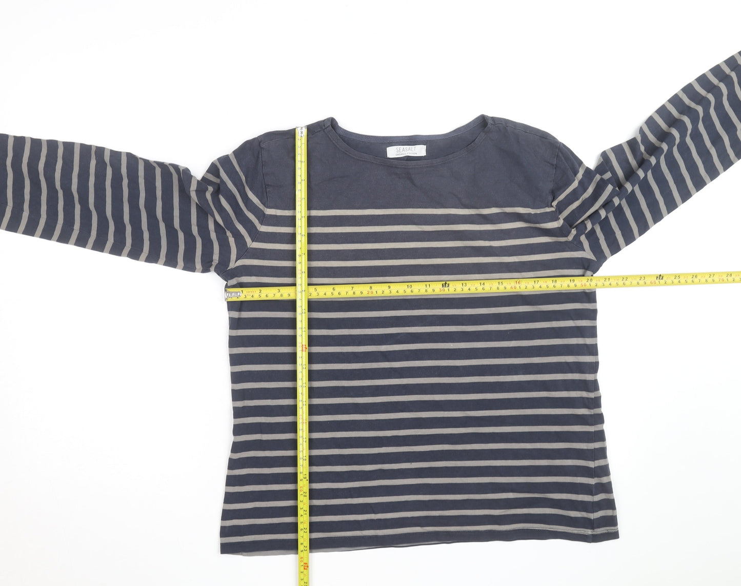 Seasalt Women Blue Striped Long Sleeve Organic Cotton Sailor Shirt UK16