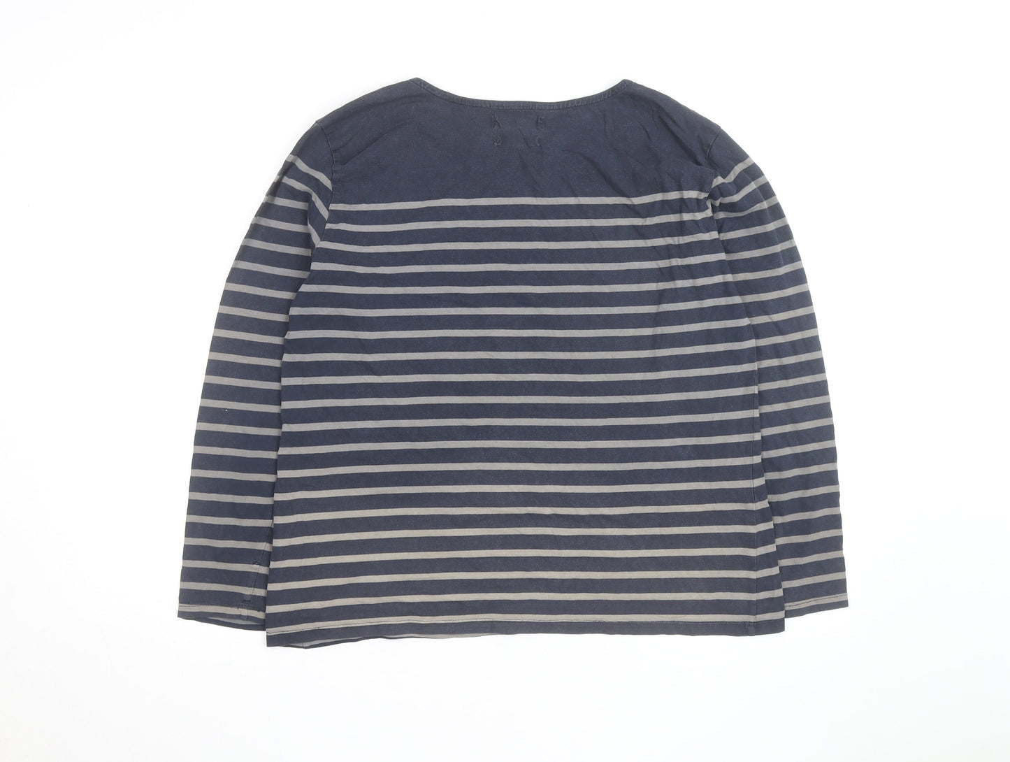 Seasalt Women Blue Striped Long Sleeve Organic Cotton Sailor Shirt UK16