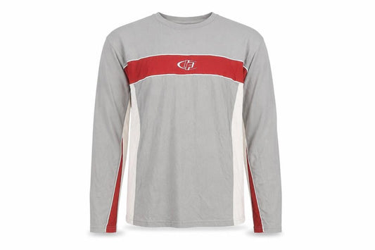 iets frans... Men's Grey and Red Long Sleeve Colourblock Top Size M