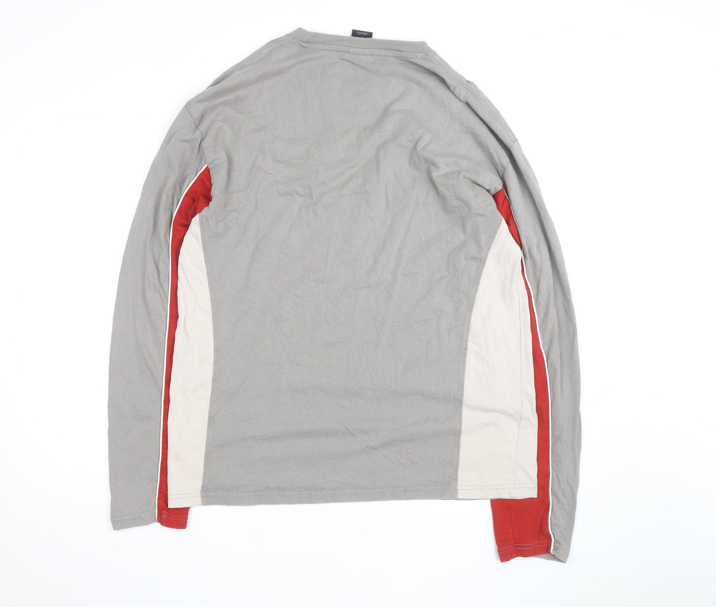 iets frans... Men's Grey and Red Long Sleeve Colourblock Top Size M