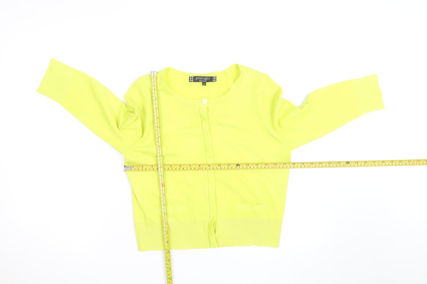 Principles by Ben De Lisi Women's Yellow Cotton Knit Cardigan Size 14