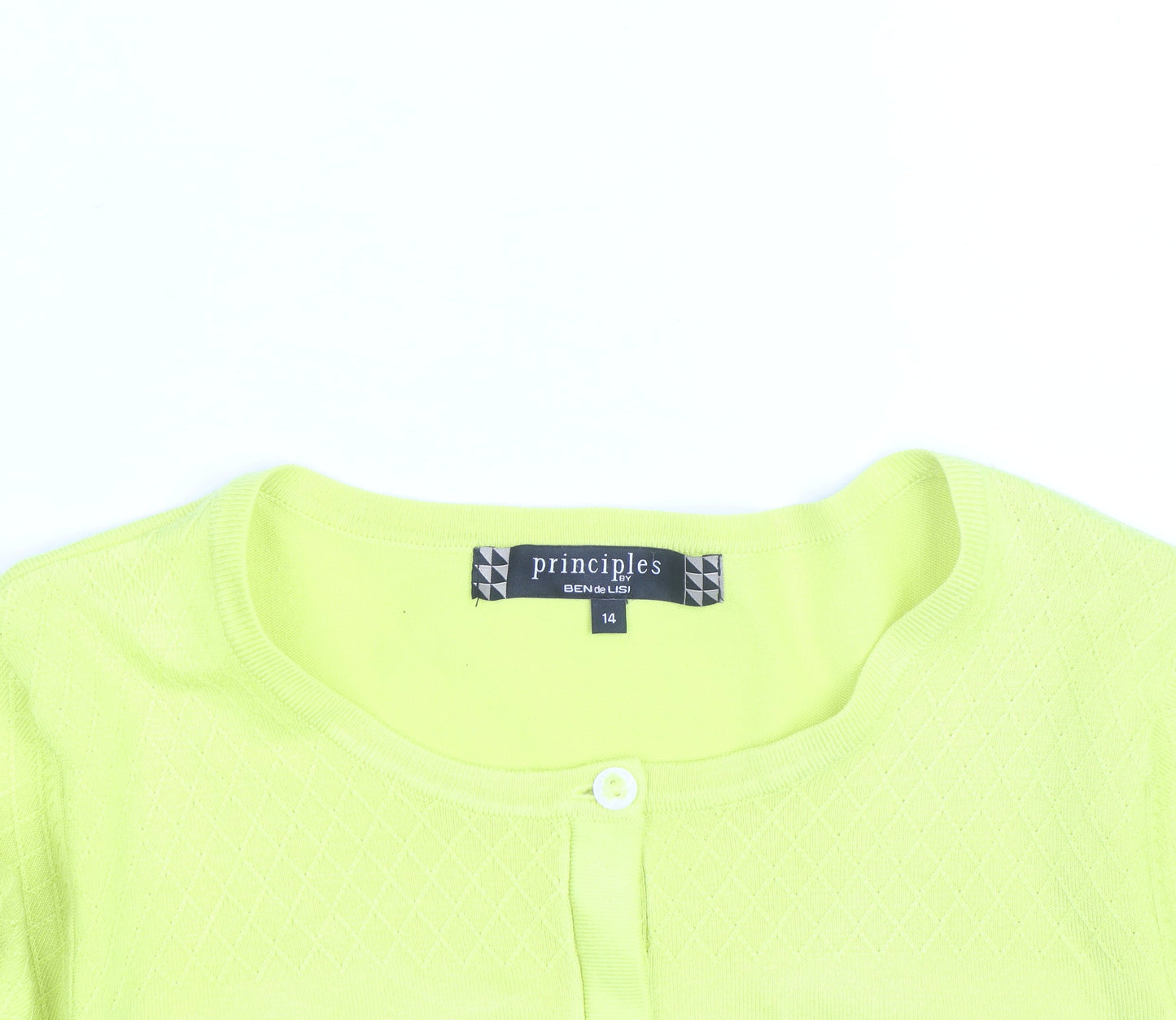 Principles by Ben De Lisi Women's Yellow Cotton Knit Cardigan Size 14