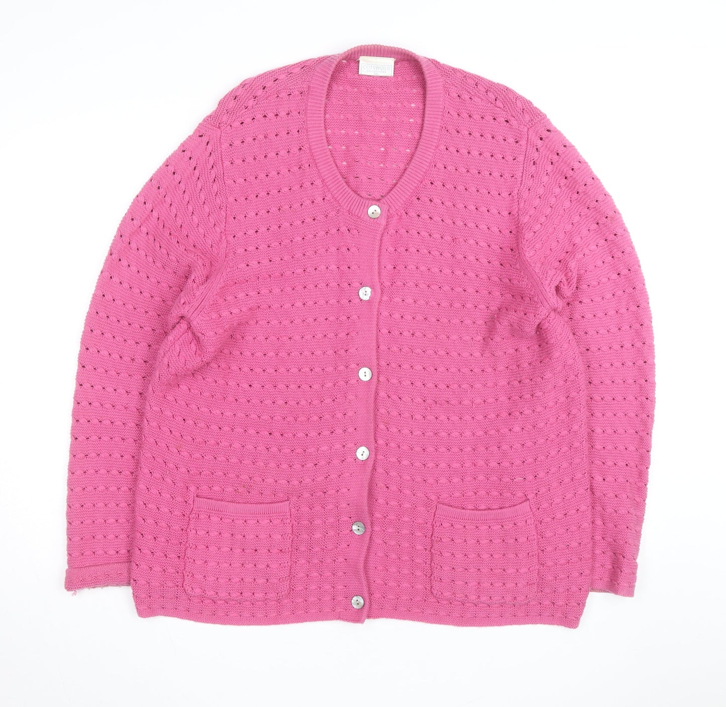 Cotswold Collections Women's Pink Round Neck Knit Cardigan 3XL