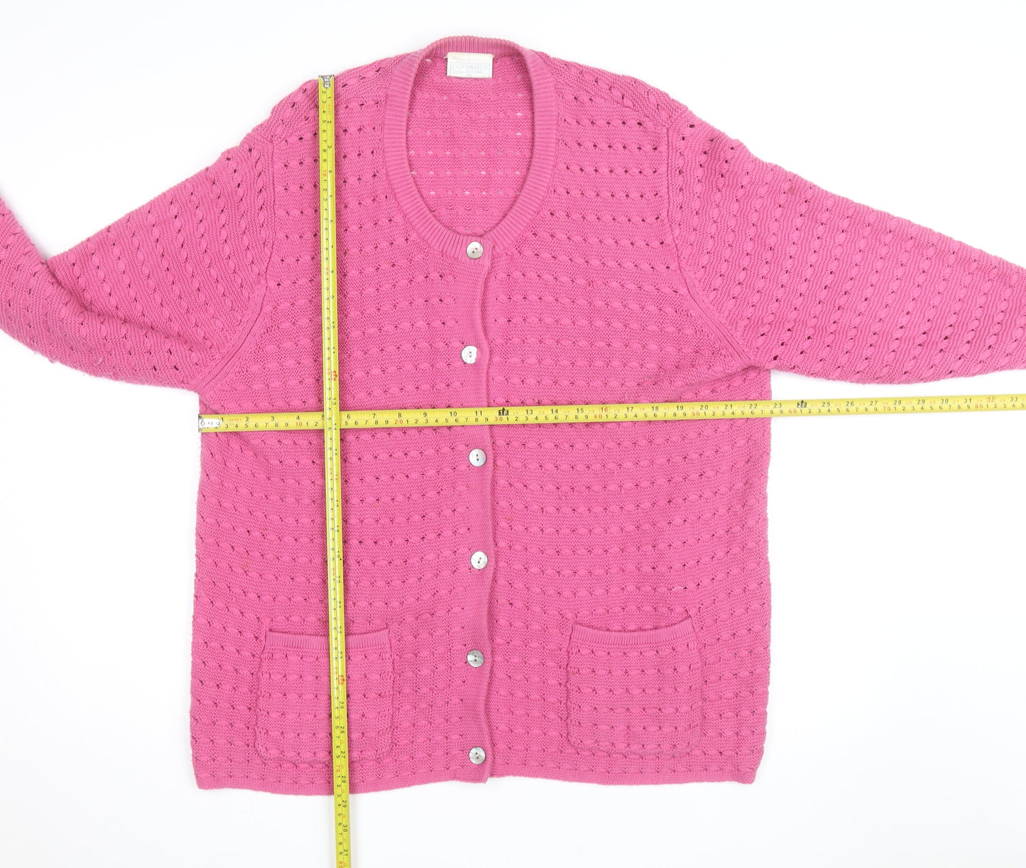 Cotswold Collections Women's Pink Round Neck Knit Cardigan 3XL