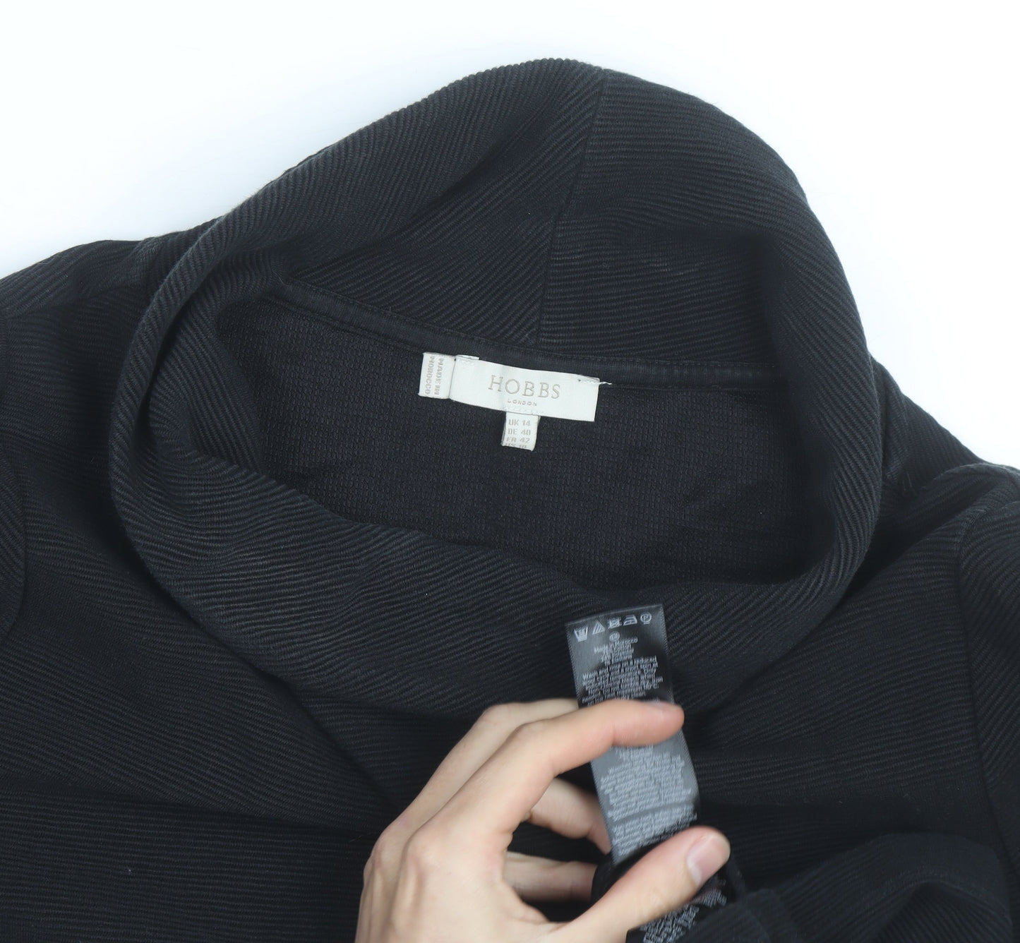 Hobbs Women Black Size 14 Cowl Neck Long Sleeve Jumper