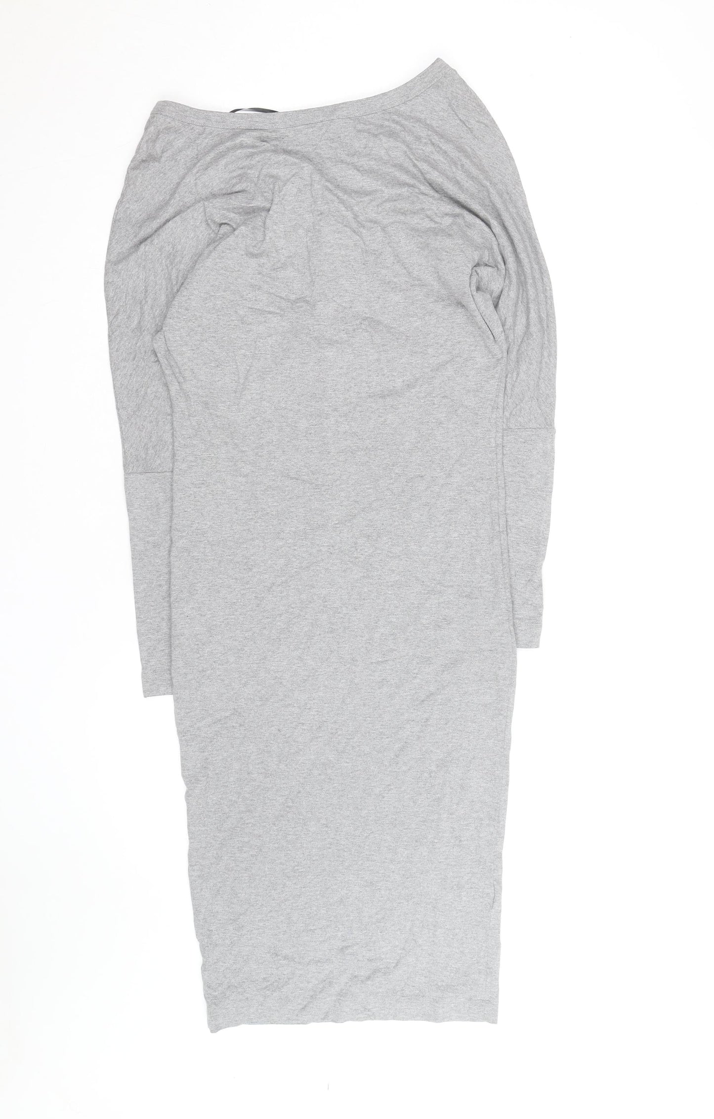 H&M Women’s Grey Bodycon Midi Dress Size 16 Long Sleeve Casual Stretch