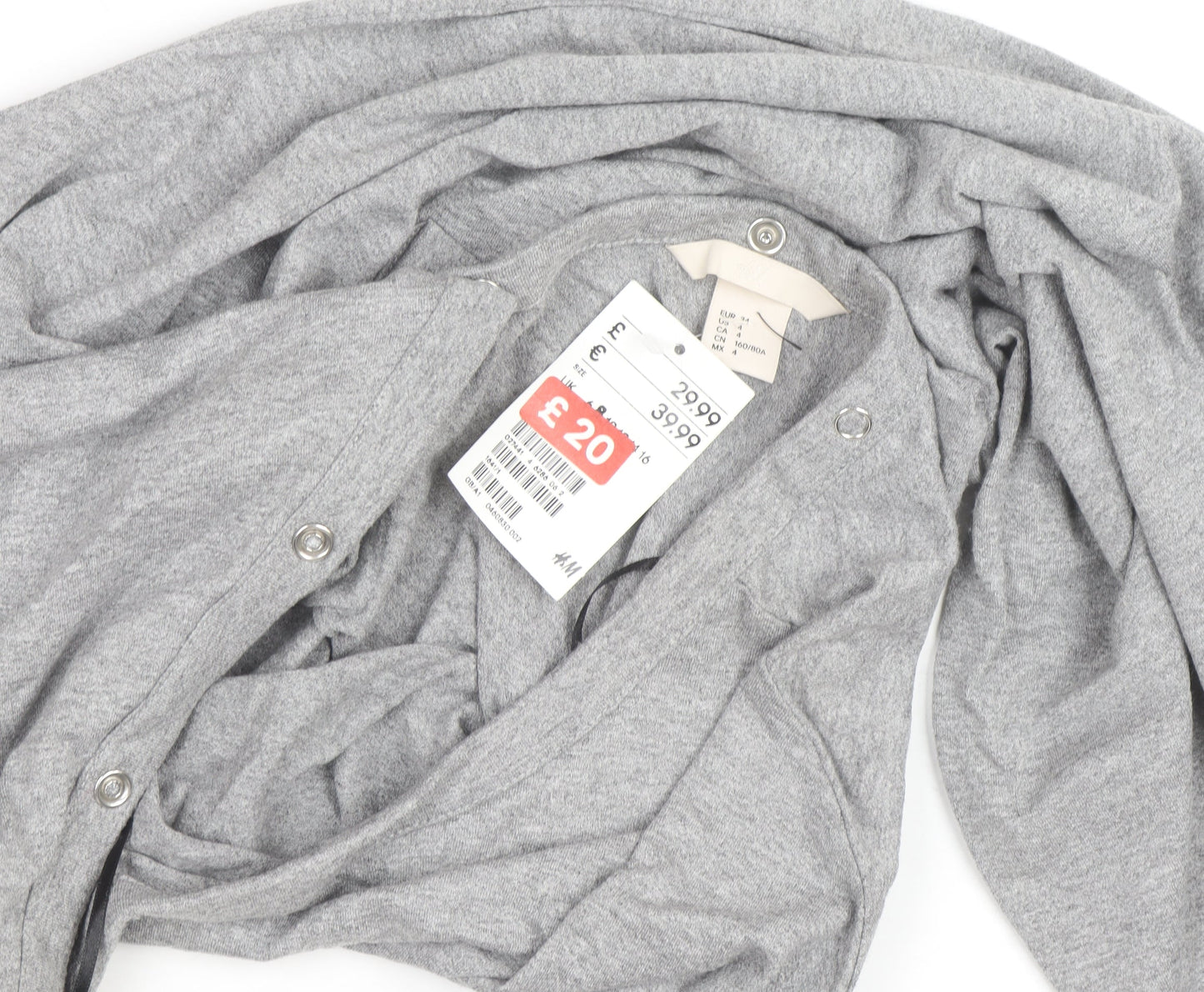 H&M Women’s Grey Bodycon Midi Dress Size 16 Long Sleeve Casual Stretch