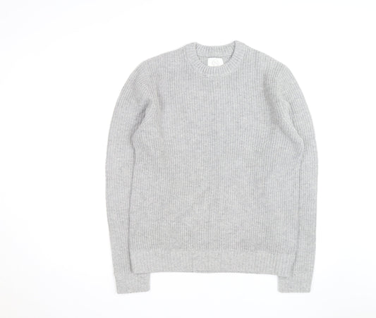 Marks and Spencer Men's Grey Lambswool Blend Pullover Jumper L