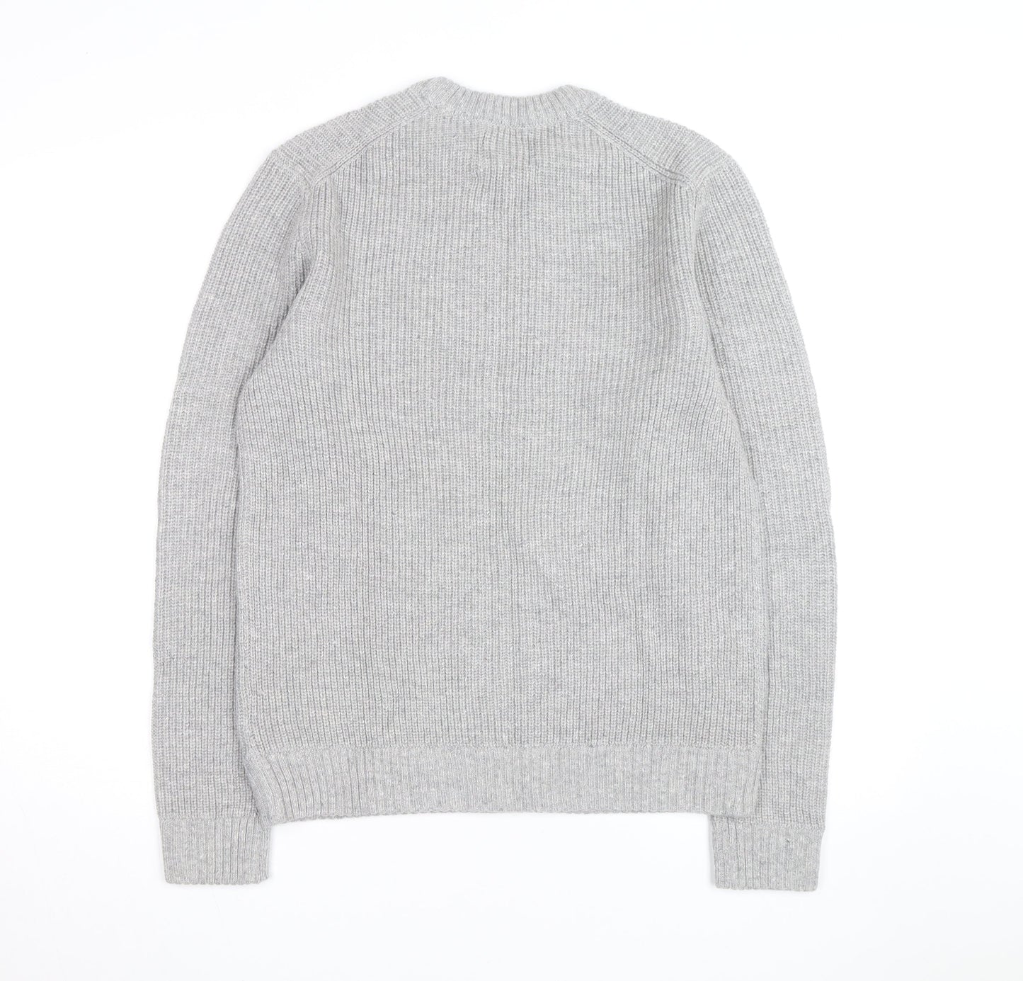 Marks and Spencer Men's Grey Lambswool Blend Pullover Jumper L