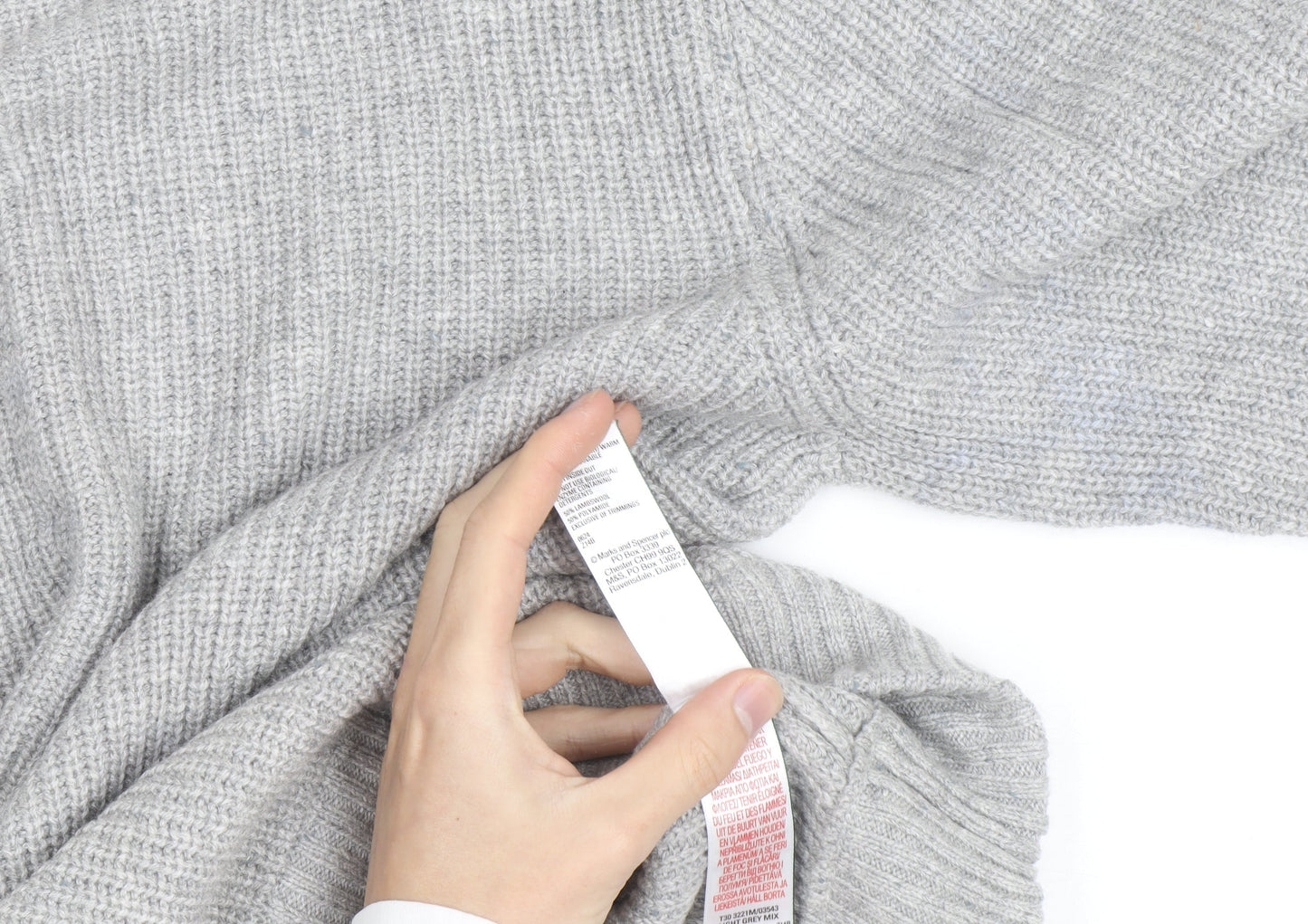 Marks and Spencer Men's Grey Lambswool Blend Pullover Jumper L