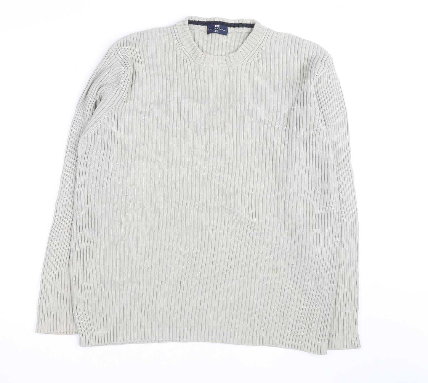 Marks and Spencer Blue Harbour Men’s Beige XL Cotton Chunky Knit Jumper