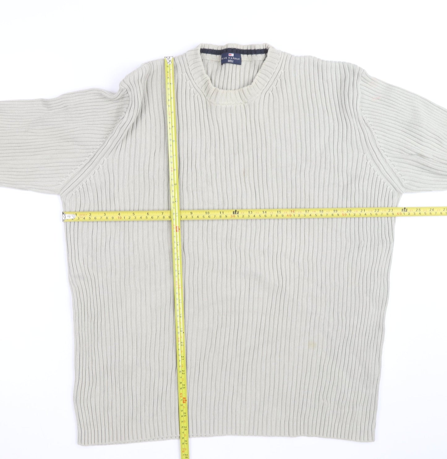 Marks and Spencer Blue Harbour Men’s Beige XL Cotton Chunky Knit Jumper