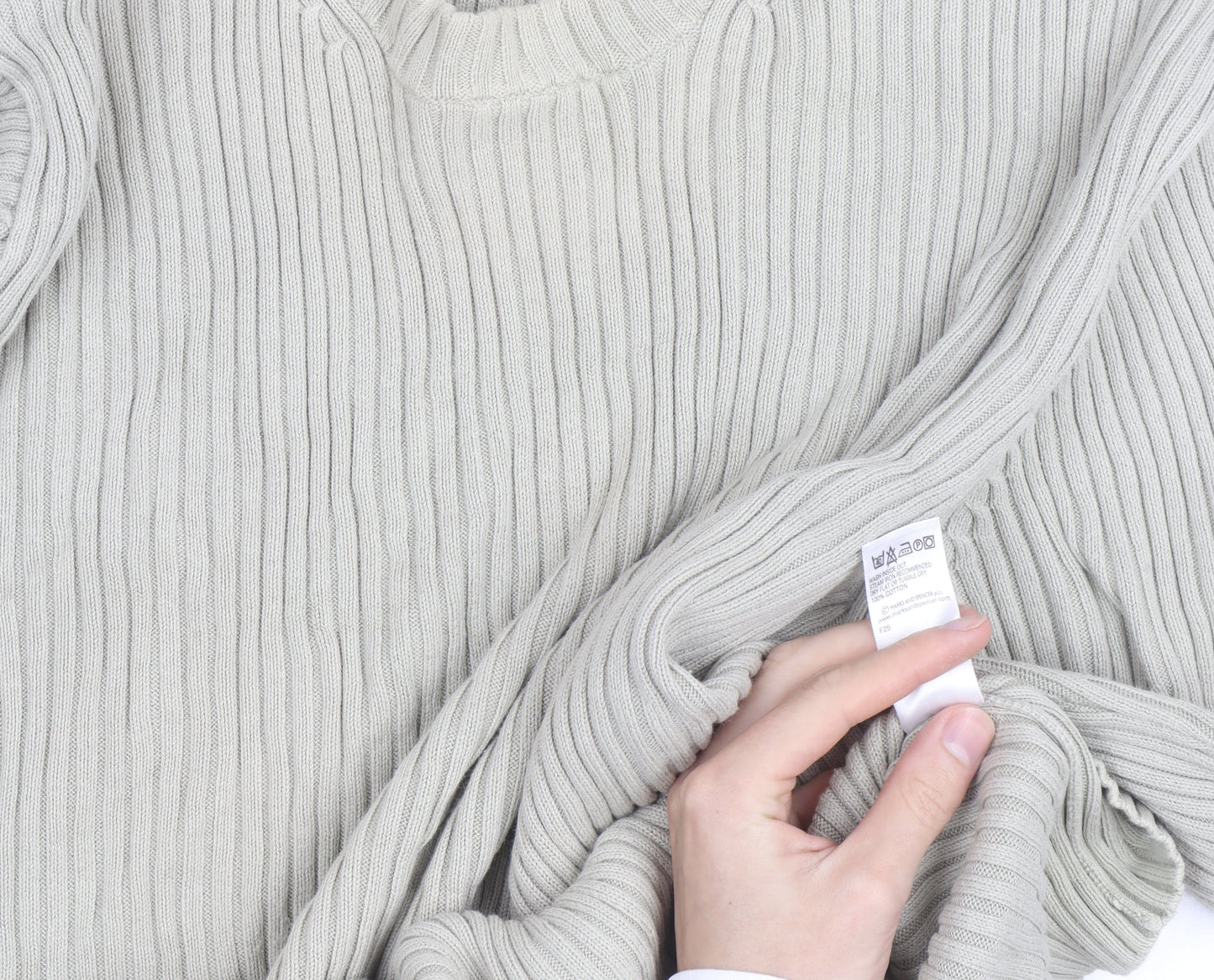 Marks and Spencer Blue Harbour Men’s Beige XL Cotton Chunky Knit Jumper