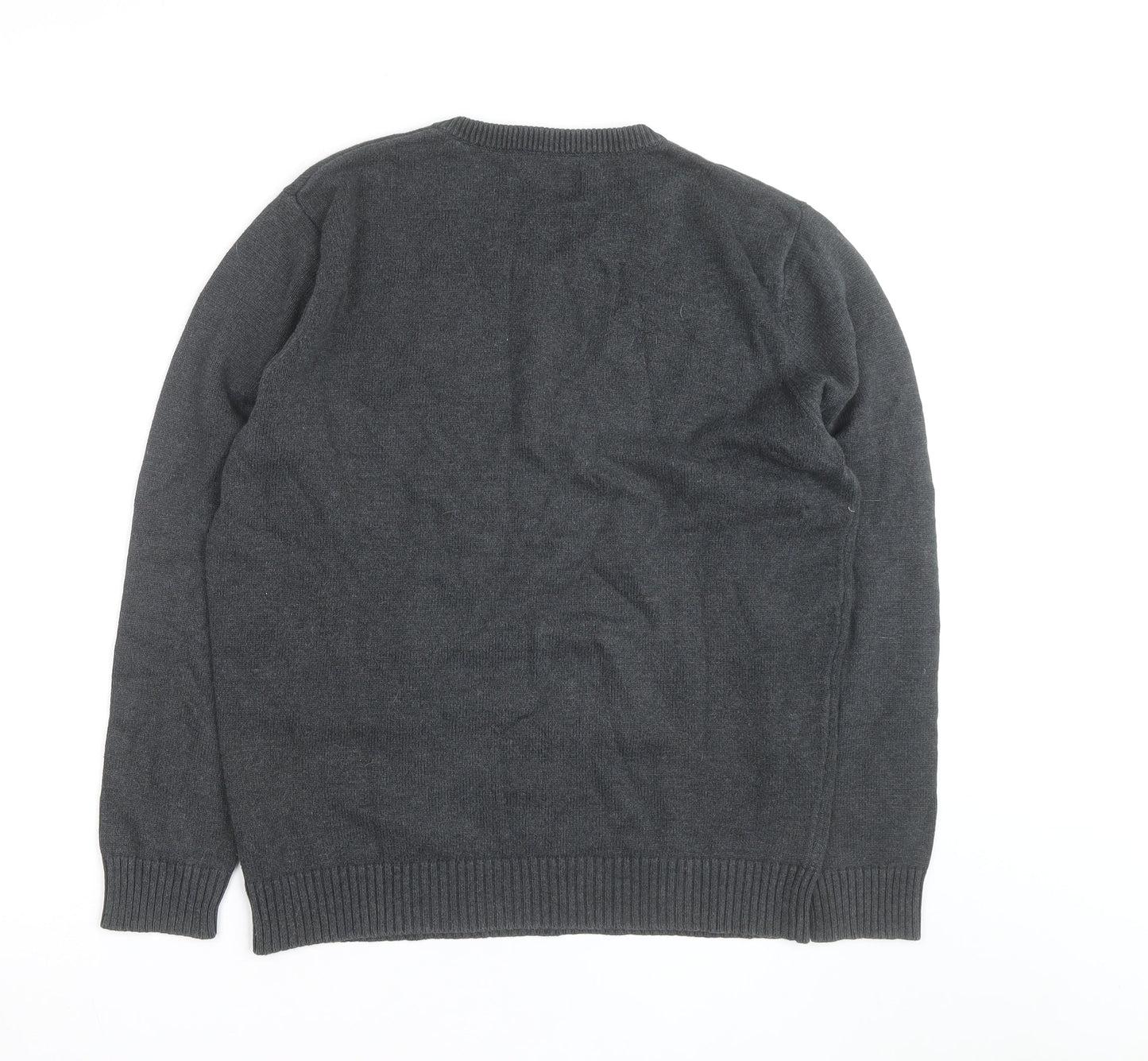 Maine New England Mens Grey Cotton V-Neck Jumper Size S