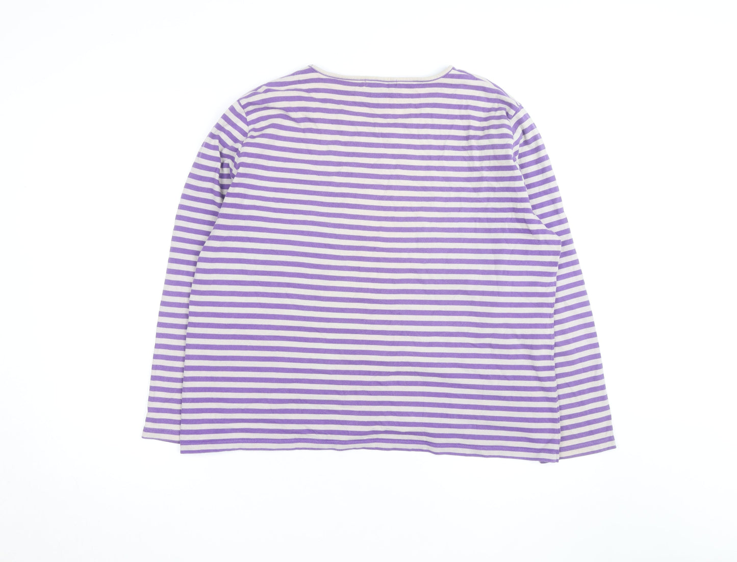 Orvis Women's Purple Striped Long Sleeve Cotton T-Shirt XL